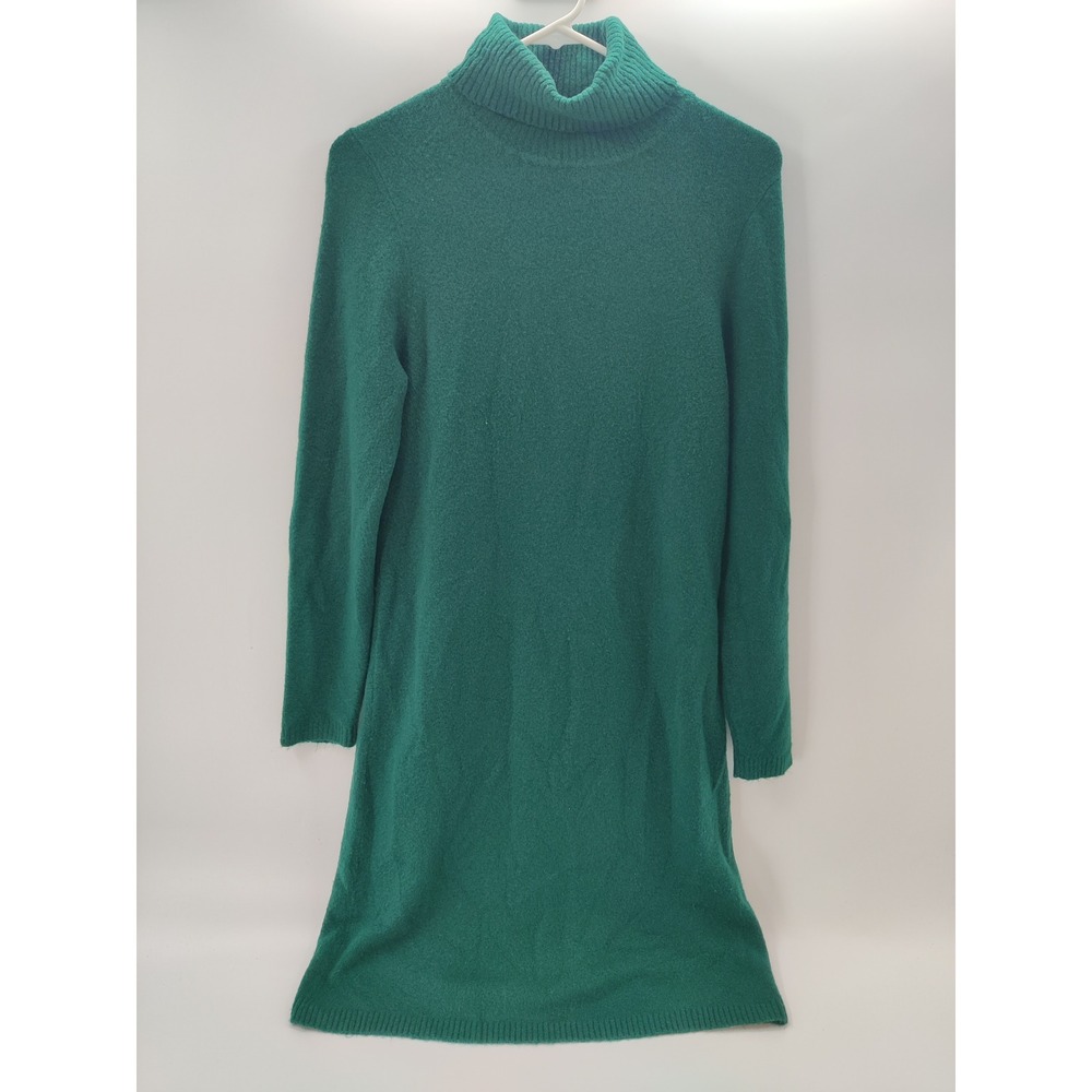 J.Crew Emerald Green Turtleneck‎ Wool Blend Knit Sweater Dress Womens Size M